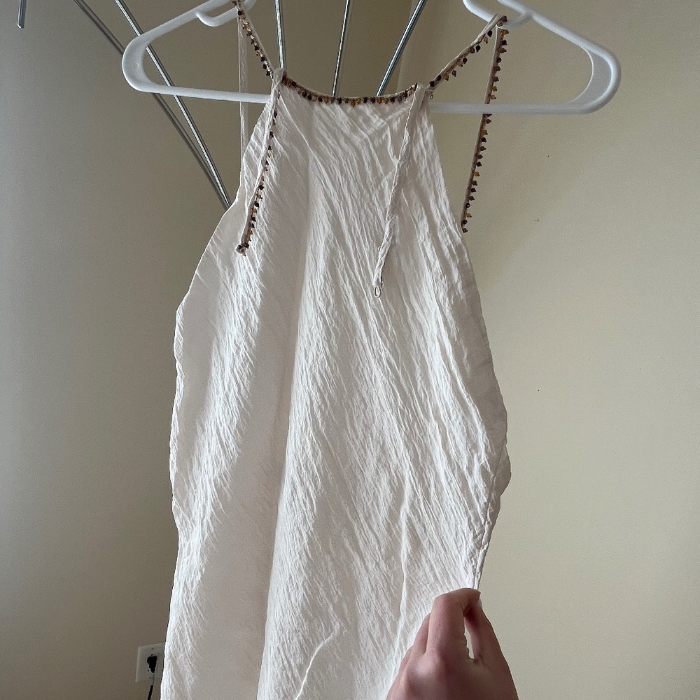 zara wrinkle look beaded midi dress size M